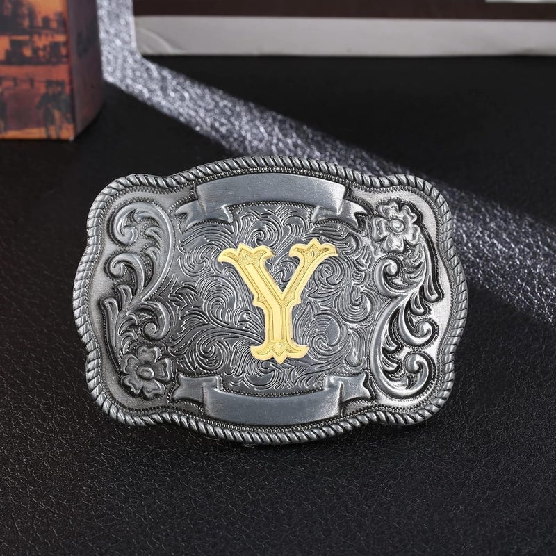 QQA Western Cowboy/Cowgirl Initial Belt Buckle Letter ABC to Z Upgrade Design for Men and Women - Image 3